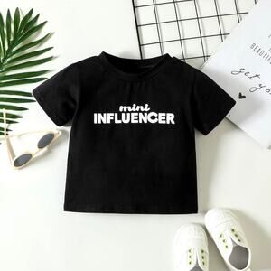 Toddler Unisex Mini Influencer Tee Shirt Black White 2T